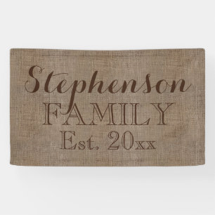Vintage Country Rustic Burlap Name Banner