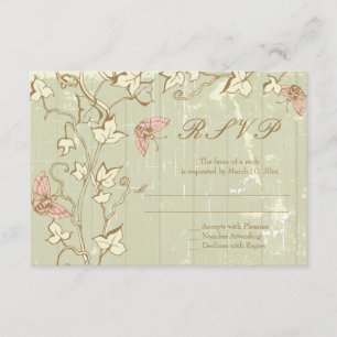Vintage country rustic cream wedding RSVP reply