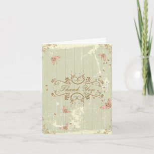 Vintage country rustic cream wedding thank you card