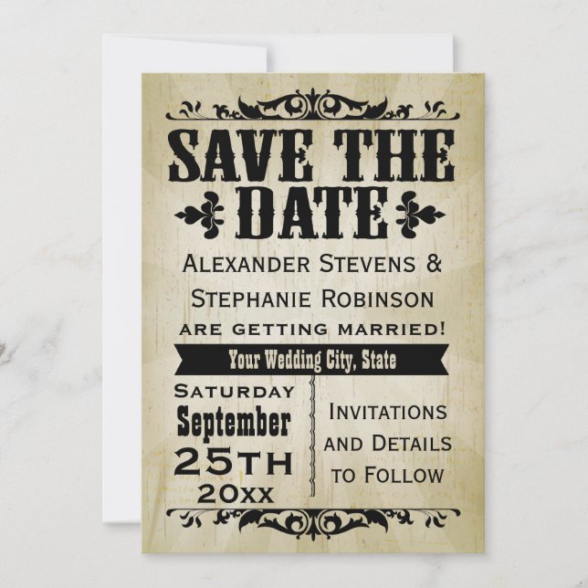 Vintage Country Save the Date Cards (Front)