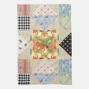 Vintage Country Style Evening Star Quilt Pattern Tea Towel