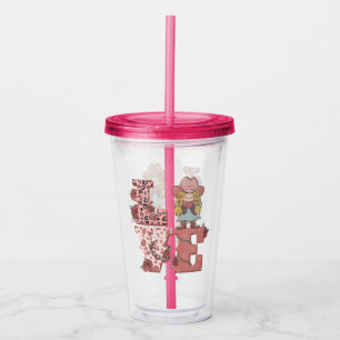 Vintage Country-Style "Love" with a Blonde Cowgirl Acrylic Tumbler