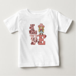 Vintage Country-Style "Love" with a Blonde Cowgirl Baby T-Shirt