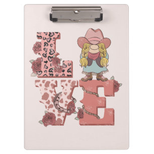 Vintage Country-Style "Love" with a Blonde Cowgirl Clipboard