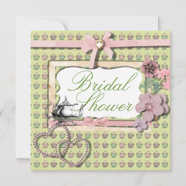 Vintage Country Tea Party Bridal Shower Invitation (Front)