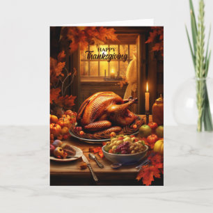 Vintage Country Turkey Dinner Thanksgiving Holiday Card