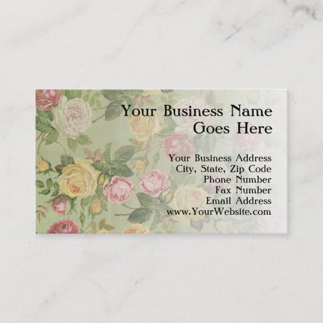 Vintage Country Weathered Floral Business Card (Front)