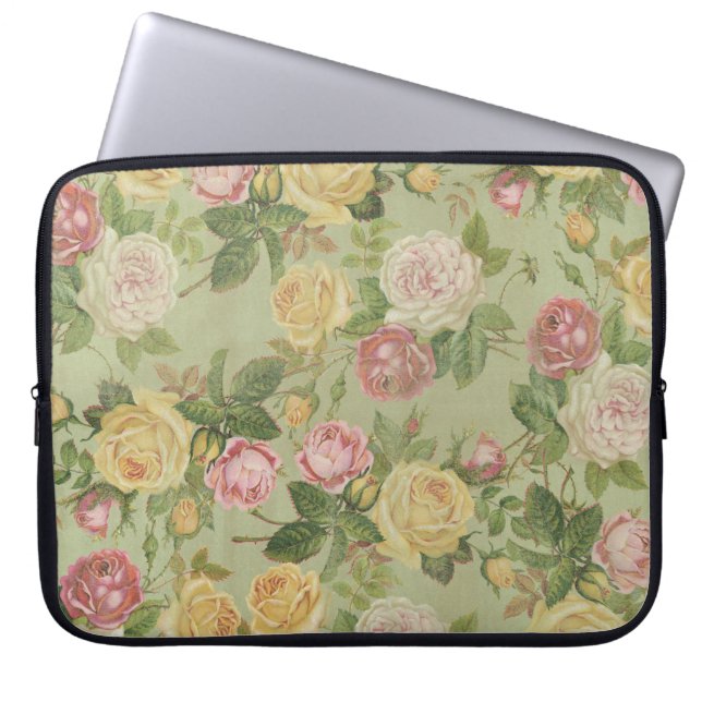 Vintage Country Weathered Floral Laptop Sleeve (Front)