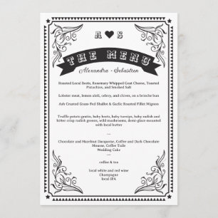 Vintage Country Western Rustic Simple Chic Wedding Menu