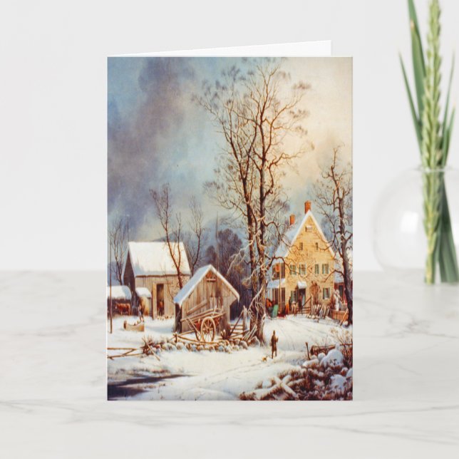 Vintage Country Winter Holiday Christmas Cards (Front)