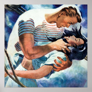 Vintage Couple Comic Retro Pop Art Love Poster