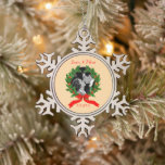 Vintage Couple Holly Wreath Custom Template Photo Snowflake Pewter Christmas Ornament<br><div class="desc">A personalizable Photo Vintage Christmas Holly Wreath Template Ornament for Couples. The photo,  name and date can be easily customised for a personal touch. The image shown is for illustration purposes only to be replaced with your own photo.</div>