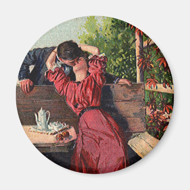 Vintage Couple Kissing Valentines Magnet (Front)