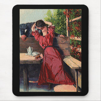 Vintage Couple Kissing Valentines Mouse Pad