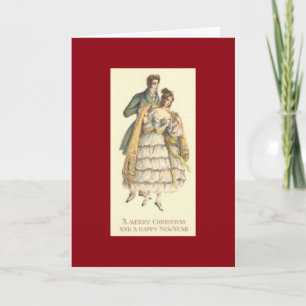 Vintage Couple Victorian Christmas Holiday Card