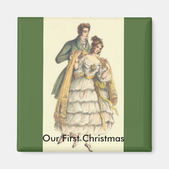 Vintage Couple Victorian Our First Christmas Magnet (Front)