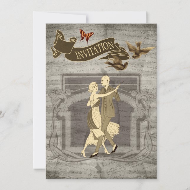 Vintage Couple Wedding Invitations (Front)