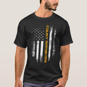 Vintage Court Reporter With American Flag Cool Gif T-Shirt