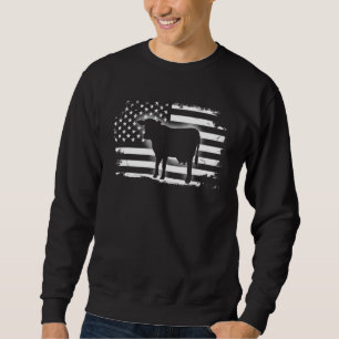 Vintage Cow American Flag Farm Animal Patriotic Fa Sweatshirt