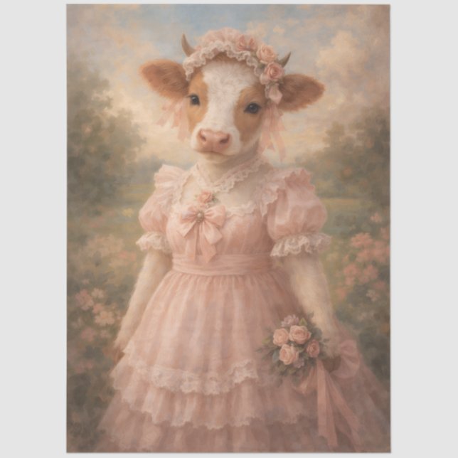 Vintage Cow Beauty  Tissue Paper (Front)