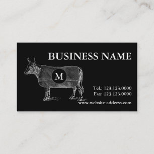 Vintage Cow Blanket Monogram Black Business card