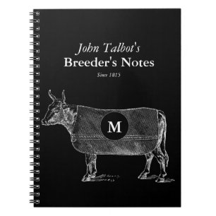 Vintage Cow Blanket Monogram Breeders B Notebook