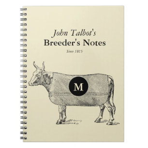 Vintage Cow Blanket Monogram Breeders Notebook