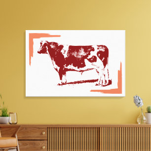 vintage cow canvas print