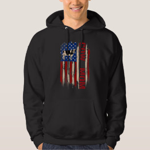 Vintage Cow Mum American Usa Flag Farmingfarmer Hoodie