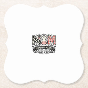Vintage Cow Mum Farm Animal Mothers Day Paper Coaster