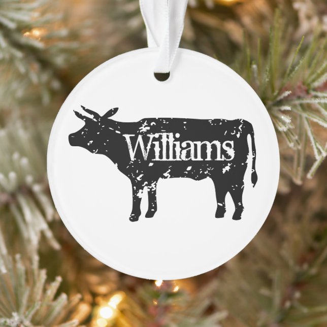 Vintage cow silhouette custom Christmas ornament (Tree)