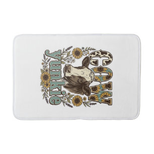Vintage Cow Yunkie Sunflower Farmhouse Design_1 Bath Mat