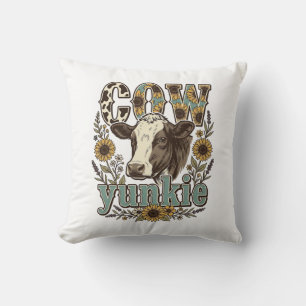 Vintage Cow Yunkie Sunflower Farmhouse Design_1 Cushion