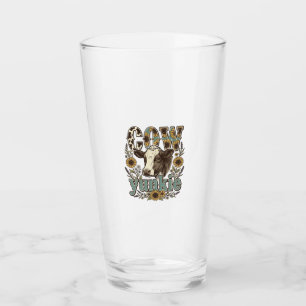 Vintage Cow Yunkie Sunflower Farmhouse Design_1 Glass