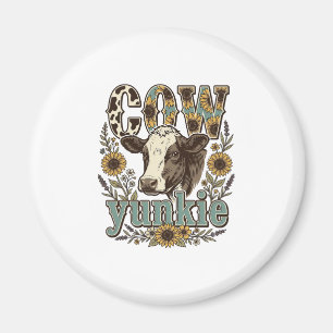 Vintage Cow Yunkie Sunflower Farmhouse Design_1 Magnet