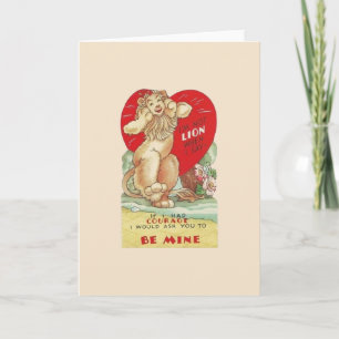 Vintage Cowardly Lion Valentine Greeting Card