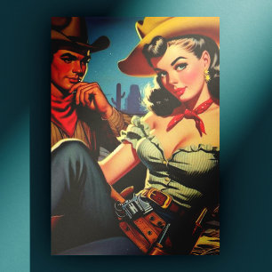 Vintage Cowboy and Cowgirl Postcard