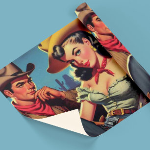 Vintage Cowboy and Cowgirl Wrapping Paper