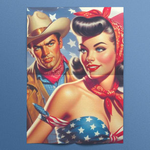 Vintage Cowboy and Pin Up Tissue Paper