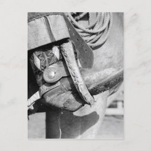 Vintage Cowboy Boot and Spur Photograph Postcard