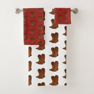 Vintage cowboy boots bath towel set
