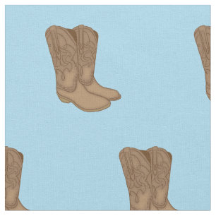 Vintage Cowboy Boots Soft Blue Baby Room Decor Fabric