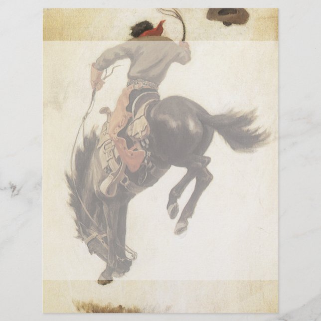 Vintage Cowboy, Bronco Buster Study by NC Wyeth (Front)