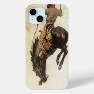 Vintage Cowboy, Bronco Buster Study by NC Wyeth iPhone 15 Mini Case