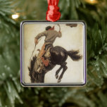 Vintage Cowboy, Bronco Buster Study by NC Wyeth Metal Tree Decoration<br><div class="desc">Vintage illustration American West fine art painting featuring a pioneer cowboy riding on a wild bucking bronco horse in a rodeo. Study of a Bronco Buster by NC Wyeth. 1902.</div>