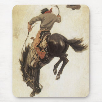 Vintage Cowboy, Bronco Buster Study by NC Wyeth Mouse Pad