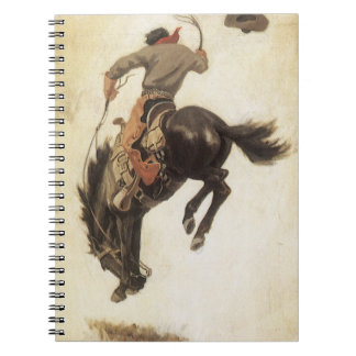 Vintage Cowboy, Bronco Buster Study by NC Wyeth Spiral Notebook