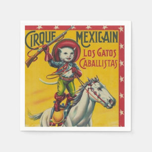 Vintage Cowboy Cat Mexican Circus Poster Napkin