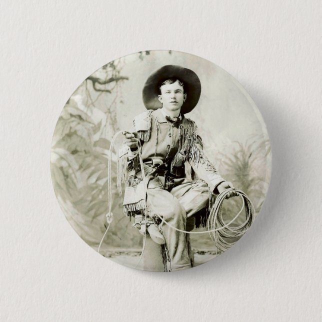 Vintage Cowboy circa 1900 6 Cm Round Badge (Front)