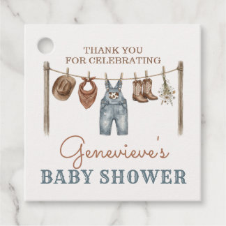 Vintage Cowboy Clothesline Thank You Shower Favour Tags